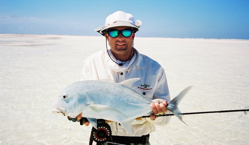 Blue Trevally fly fishing Seychelles Islands Brandon White